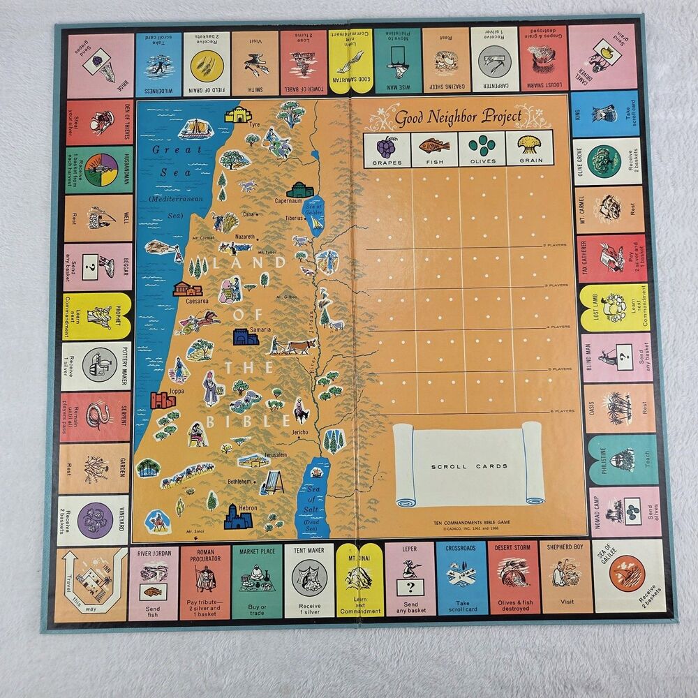 Vintage 1966 Ten Commandments Bible Game Cadaco No 263 Complete - Picture 5 of 12